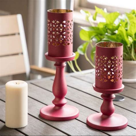 Red Metal Candleholder 